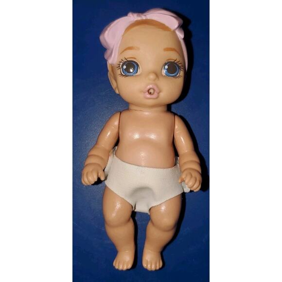 4 Inch Zapf Creations Baby Surprise Pink Bow Blue Eyes Diaper Collectible - Picture 3 of 10